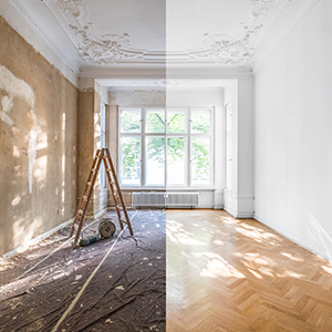 Home maintenance in Camberwell, before and after room renovation.